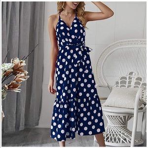 Navy Polka Dot Authentic Wrap Dress